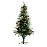 6' Pre-Lit Fiber Optic Artificial Pinecone & Berries Christmas Tree with 64 Warm White LED Lights