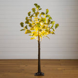 6' Pre-Lit Green Autumn Oak Artificial Fall Tree with 250 Warm White LED Lights