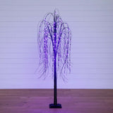 6’ Pre-Lit Halloween Black Willow Artificial Tree with 160 Orange & Purple LED Lights