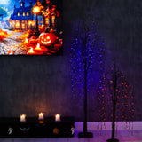 6’ Pre-Lit Halloween Black Willow Artificial Tree with 160 Orange & Purple LED Lights