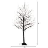 6’ Pre-Lit Halloween Deluxe Black Twig Artificial Tree with 156 Orange & Purple LED Lights