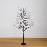 6’ Pre-Lit Halloween Deluxe Black Twig Artificial Tree with 156 Orange & Purple LED Lights