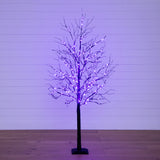 6’ Pre-Lit Halloween Deluxe Black Twig Artificial Tree with 156 Orange & Purple LED Lights