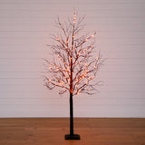6’ Pre-Lit Halloween Deluxe Black Twig Artificial Tree with 156 Orange & Purple LED Lights