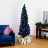 6' Slim Pre-Lit Fiber Optic Artificial Christmas Tree with 282 Colorful LED Lights