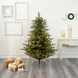 6’ Swedish Fir Artificial Christmas Tree with 350 Warm White LED Lights and 963 Bendable Branches