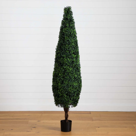 6’ UV Resistant Artificial Boxwood Topiary Cone Tree (Indoor/Outdoor)