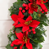 6’ UV Resistant Artificial Christmas Poinsettia & Berries Garland (Indoor/Outdoor)