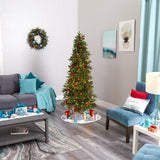 6' Victoria Fir Artificial Christmas Tree with 250 Multi-Color (Multifunction) LED Lights, Berries and 415 Bendable Branches