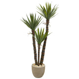 60” Yucca Artificial Tree in Sandstone Planter