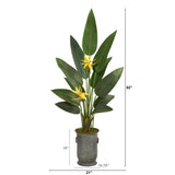 62” Bird of Paradise Artificial Plant in Vintage Metal Planter (Real Touch)