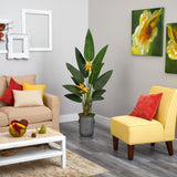 62” Bird of Paradise Artificial Plant in Vintage Metal Planter (Real Touch)