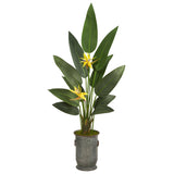 62” Bird of Paradise Artificial Plant in Vintage Metal Planter (Real Touch)
