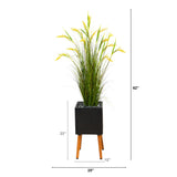 62” Wheat Grain Artificial Plant in Black Planter with Stand