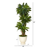 64” Corn Stalk Dracaena Artificial Plant in Urn Planter (Real Touch)