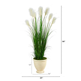 64” Wheat Plum Grass Artificial Plant in Urn Planter