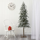 6.5’ Flocked Washington Alpine Artificial Christmas Tree with 250 White Warm LED Lights and 637 Bendable Branches