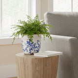6.5” Floral Tuscan Ceramic Blue Scroll Planter