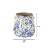 6.5 ” Floral Tuscan Ceramic Blue Scroll Planter