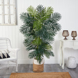 6.5' Golden Cane Artificial Palm Tree in Handmade Natural Jute and Cotton Planter