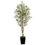6.5’ Olive Artificial Tree in Black Metal Planter