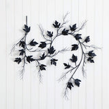 6.5' Pre-Lit Artificial Halloween Black Maple Garland with 48 Orange & Purple LED Lights