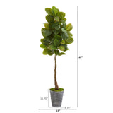 65” Rubber Leaf Artificial Tree in Decorative Tin Planter (Real Touch)