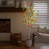6' Pre-Lit Artificial Blooming Easter Egg Twig Tree with 24 Warm White LED Lights