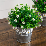 7” Artificial Flowering Mini Daisy Plant in Decorative Daisy Tin Planter -Set of 3