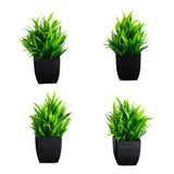 7” Artificial Grass Plant in Black Square Pot - Set of 4