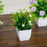 7” Artificial Mini Flowering Potted Plants - Set of 4
