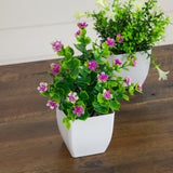 7” Artificial Mini Flowering Potted Plants - Set of 4