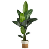 7’ Artificial Traveler's Palm Tree with Handmade Jute & Cotton Basket