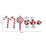 7” Assorted Candy Cane Holiday Christmas Deluxe Shatterproof Ornament Set of 6