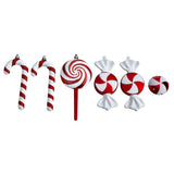 7” Assorted Candy Cane Holiday Christmas Deluxe Shatterproof Ornament Set of 6