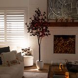 7' Pre-Lit Artificial Halloween Black Eucalyptus Tree with 420 Orange & Purple LED Lights