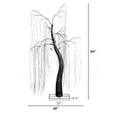 7' Pre-Lit Artificial Halloween Black Willow Tree with 600 Purple and Orange Dual Color LED Lights