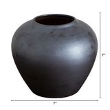 7" Black Round Urn Vase