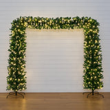 7’ Pre-Lit Artificial Holiday Green Chirstmas Pine Archway with 650 Multifunction Warm White LED Lights