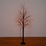 7' Pre-Lit Halloween Black Twig Artificial Tree with 390 Orange & Purple LED Lights