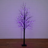 7' Pre-Lit Halloween Black Twig Artificial Tree with 390 Orange & Purple LED Lights