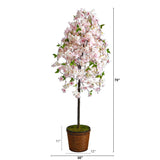 70” Cherry Blossom Artificial Tree in Wicker Planter