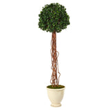 70” English Ivy Single Ball Artificial Topiary Tree in Decorative Urn UV Resistant (Indoor/Outdoor)