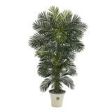 74” Golden Cane Artificial Palm Tree in Decorative Planter