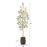 74” Olive Artificial Tree in Ribbed Metal Planter