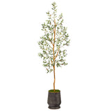 74” Olive Artificial Tree in Ribbed Metal Planter