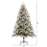 7.5’ Flocked South Carolina Spruce Artificial Christmas Tree with 600 Clear Lights and 1537 Bendable Branches