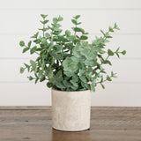 8" Artificial Baby Blue Eucalyptus in Decorative Planter - Set of 2