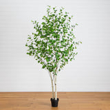 8' Artificial Birch Tree with Real Touch Leaves