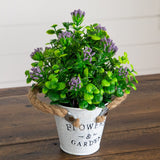 8” Artificial Blooming Plant in Rustic Flowers & Garden Planter -Set of 3